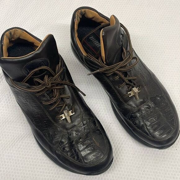 Mauri Brown Croco Leather Sneakers with Silver Crocodile 8900/2 459 - Picture 2 of 12